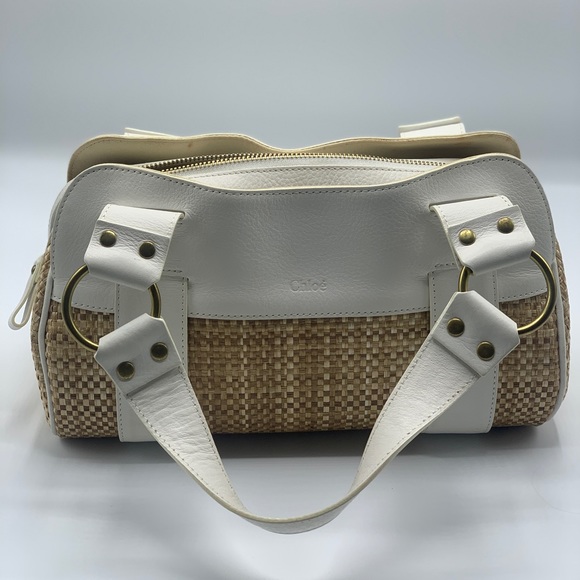 Chloe Handbags - Chloe Handbag White Leather and Straw
